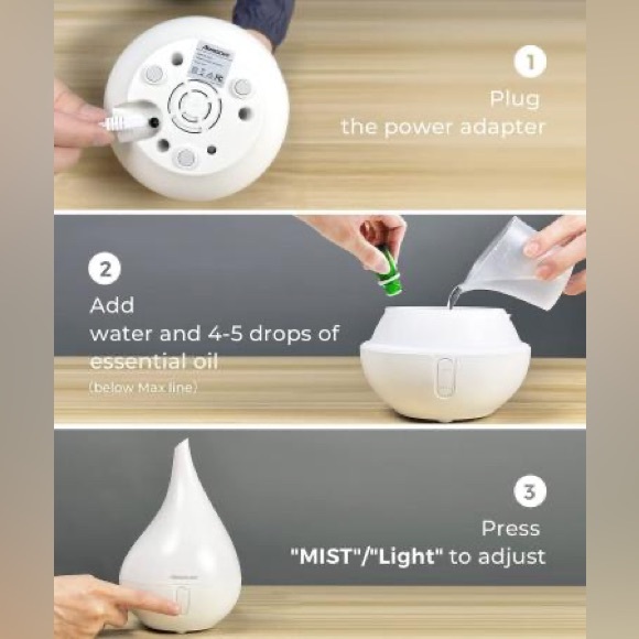 Aromacare Essential Oil Diffuser Aromatherapy Diffusers w/ 6 Essential Oils NEW - Picture 12 of 16